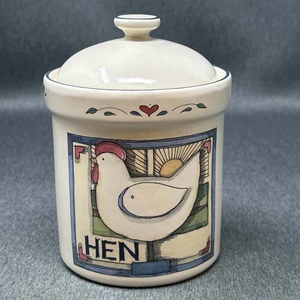 Vintage Susan Winget Country Farmhouse HEN Canister w/Lid 5.5" Tall Thailand